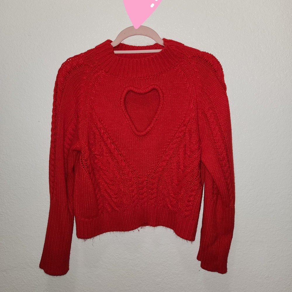 Willow boutique heart Valentines cut out red sweater
